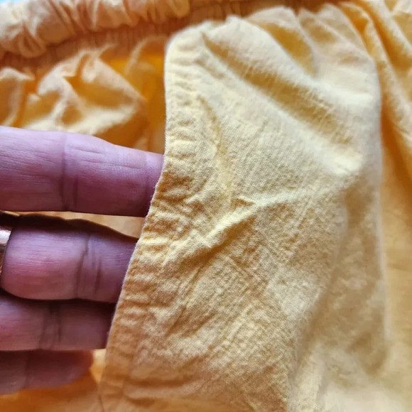 Bobbie Brooks Carpi Pant Yellow Elastic Waist Wide Leg Drawstring Size Large - Picture 11 of 11